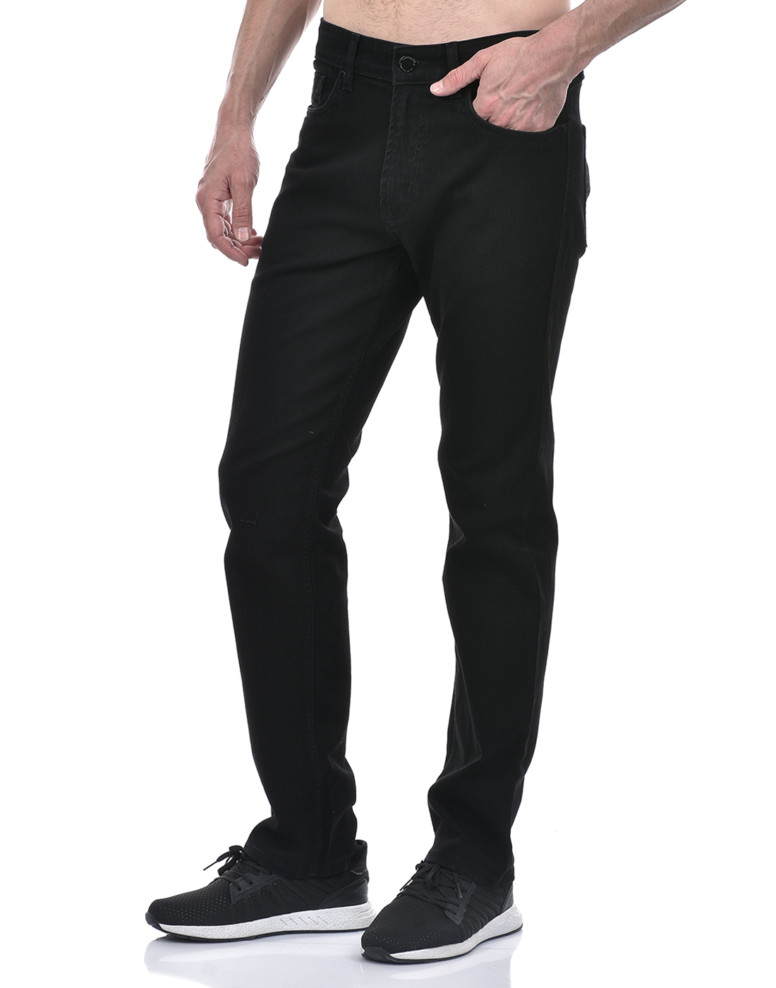 Numero Uno Men Tappered Fit Black Solid Sustainable Stretchable Jeans